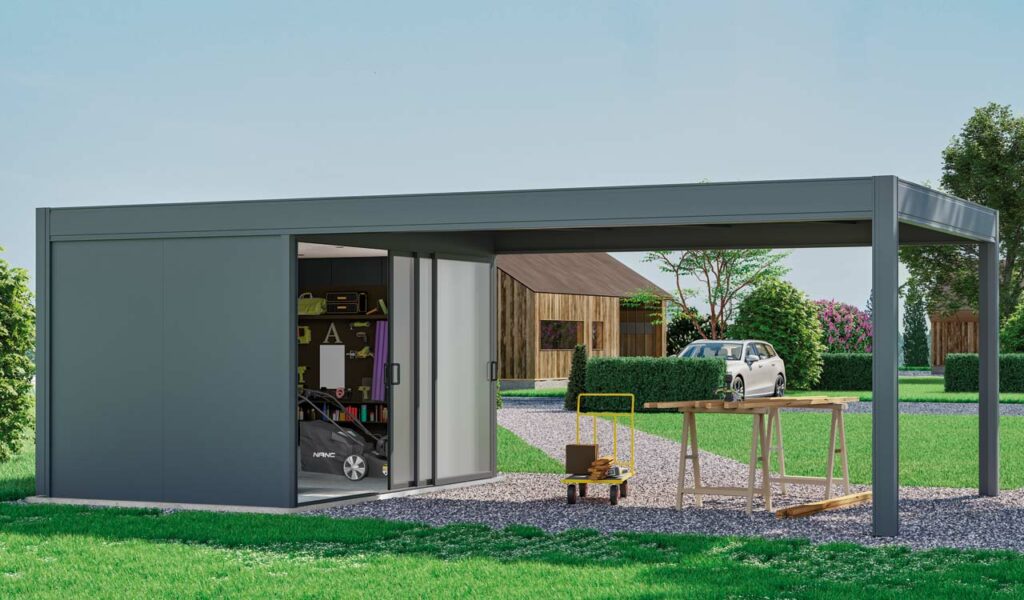 Le carport aluminium avec box atelier